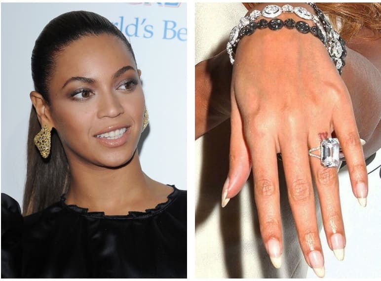 Anillo de compromiso de Beyoncé valorado 5 millones de dólares.
