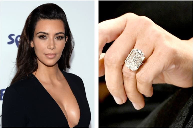 Anillo de compromiso de Kim Kardashian valorado en 8 millones de dólares.